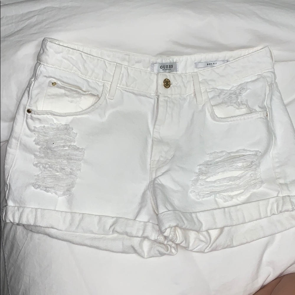White jean shorts